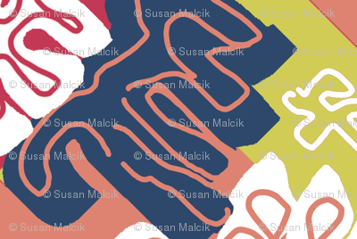 Menton in Winter - Matisse-like Wallpaper Medallions Meet Paper Cut-outs