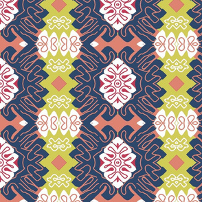 Menton in Winter - Matisse-like Wallpaper Medallions Meet Paper Cut-outs
