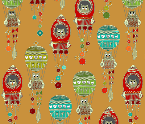 buttons to the moon toffee fabric by scrummy on Spoonflower - custom fabric