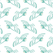 owl flight in teal