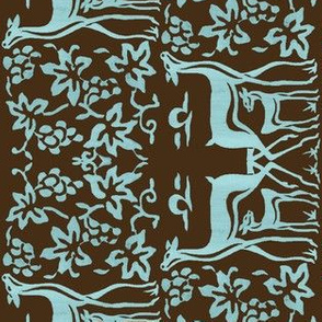 Arts&Crafts deer teatowel - seafoam on dkbrown-30