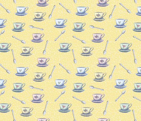 Cute Sketchy Teacups & Spoons fabric by diane555 on Spoonflower - custom fabric