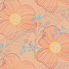 Hand Drawn Flora in Orange