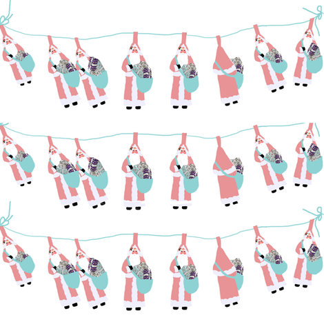 Father Christmas Garland fabric by karenharveycox on Spoonflower - custom fabric