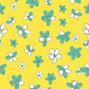 Sunny Flight Polka-Dots  Cute Doodled Daisies