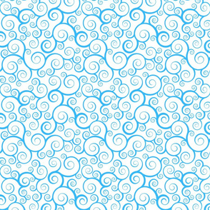 Fancy Swirls - Light Blue on White