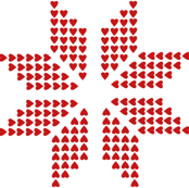 snowflake white red