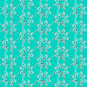 scandinavian snowflake aqua red