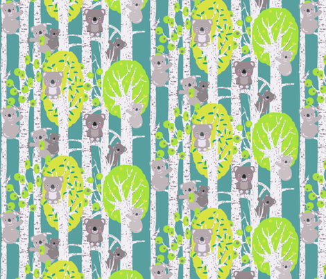 koalas in the trees smaller fabric by katarina on Spoonflower - custom fabric