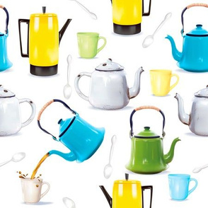 Vintage Tin Kettles and Coffee Pots