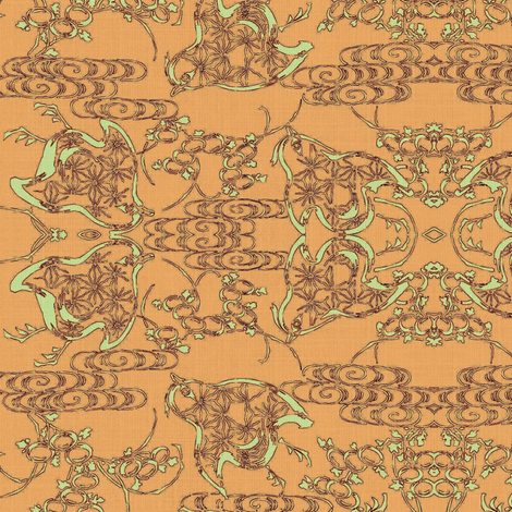 Chicks - melon, pale lime and dark plum fabric by materialsgirl on Spoonflower - custom fabric