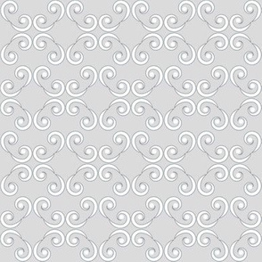 Dotted Swirls in White and Gray