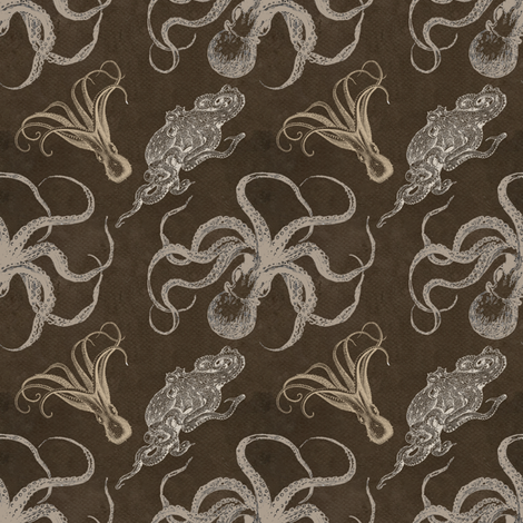 steampunk octopus print fabric by trollop on Spoonflower - custom fabric