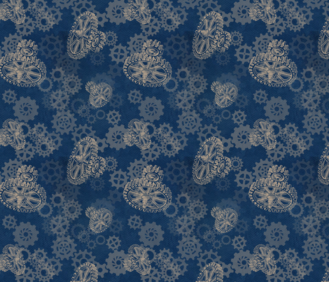 Gear Blue fabric by trollop on Spoonflower - custom fabric