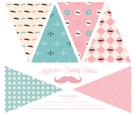 Mustachio Bunting Pattern fabric by bobbifox on Spoonflower - custom fabric