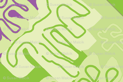 Damask Effect in Greens - Matisse-like Medallions