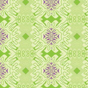 Damask Effect in Greens - Matisse-like Medallions