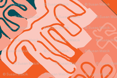 Damask Effect in Oranges - Matisse-like Medallions