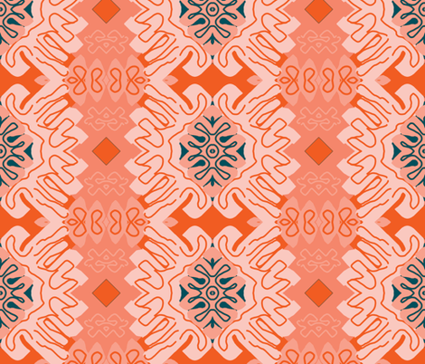 Damask Effect in Oranges - Matisse-like Medallions fabric by susaninparis on Spoonflower - custom fabric