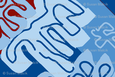 Damask Effect in Blues - Matisse-like Medallions
