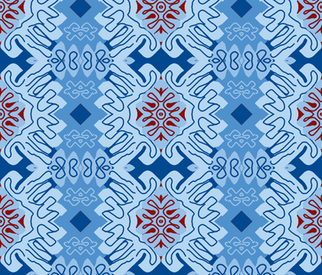 Damask Effect in Blues - Matisse-like Medallions fabric by susaninparis on Spoonflower - custom fabric