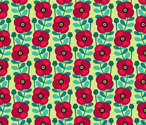 Poppy stem - pale green fabric by coggon_(roz_robinson) on Spoonflower - custom fabric