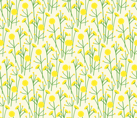 Buttercups - cream fabric by coggon_(roz_robinson) on Spoonflower - custom fabric