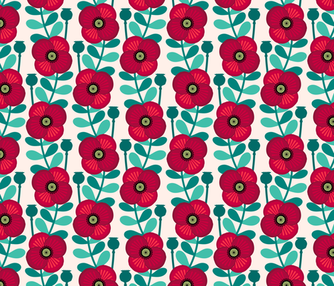 Poppy stem - pale wheat fabric by coggon_(roz_robinson) on Spoonflower - custom fabric