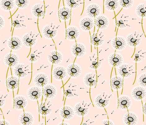 Fanciful flight - make a dandelion wish! - wheat fabric by coggon_(roz_robinson) on Spoonflower - custom fabric
