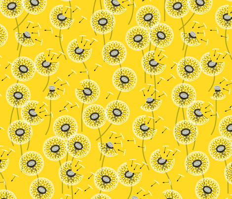 Fanciful flight - make a dandelion wish! - buttercup yellow fabric by coggon_(roz_robinson) on Spoonflower - custom fabric