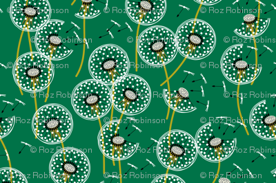 Fanciful flight - make a dandelion wish! - dark green