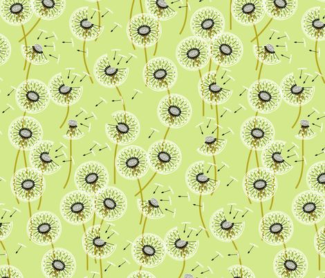 Fanciful flight - make a dandelion wish! - pale green fabric by coggon_(roz_robinson) on Spoonflower - custom fabric