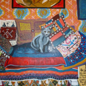 Sprocket on Gujarati Pillows Looking for Louie-Louie
