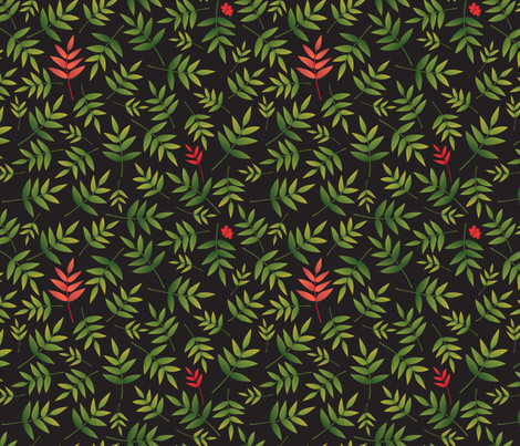 Nandina Leaves-black fabric by melhales on Spoonflower - custom fabric