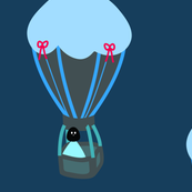 robot travelling in hot air balloon