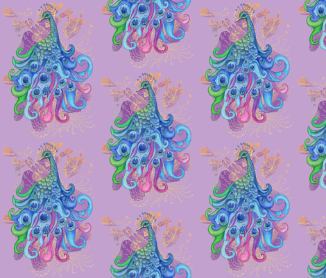Lavender Peacock fabric by aftermyart on Spoonflower - custom fabric