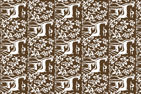 Arts & Crafts deer & grapes - vector - teatowel - dk brown-29 fabric by mina on Spoonflower - custom fabric