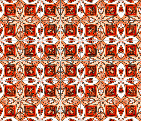 Tile Heart Orange fabric by martaharvey on Spoonflower - custom fabric