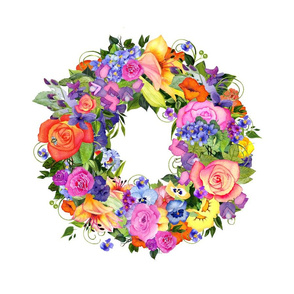 Watercolor Flower Wreath