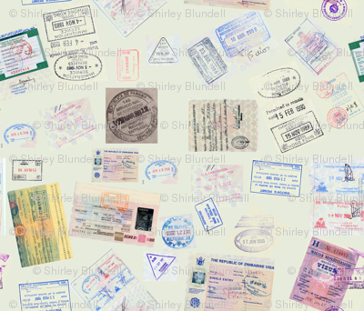 Passport Stamps-green