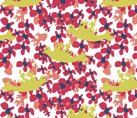 Yellow Warblers in Flowers fabric by heartfullofbirds on Spoonflower - custom fabric