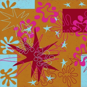 Matisse Inspired Hot Pink, light blue, burgundy 
