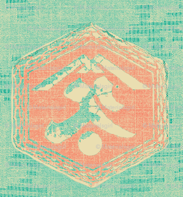 Kanji - aqua, turquoise and pink coral