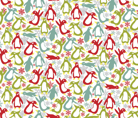 Penguins in the snow fabric by ebygomm on Spoonflower - custom fabric