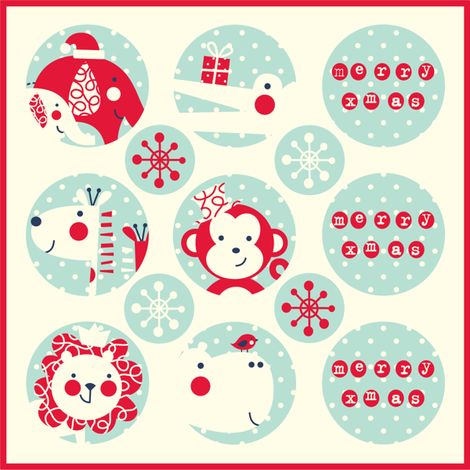 Jungle Christmas stickers fabric by amel24 on Spoonflower - custom fabric