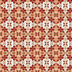 Tile Flowers Diamonds Orange