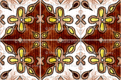 Tile Flowers Diamonds Brown