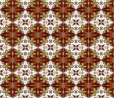 Tile Flowers Diamonds Brown fabric by martaharvey on Spoonflower - custom fabric