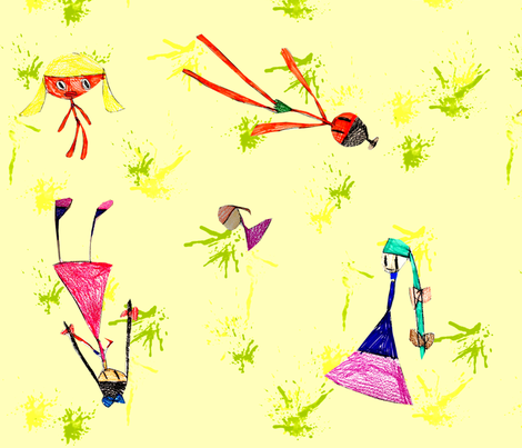 Maddy's Dolls - Yellow Paint fabric by heathermann on Spoonflower - custom fabric