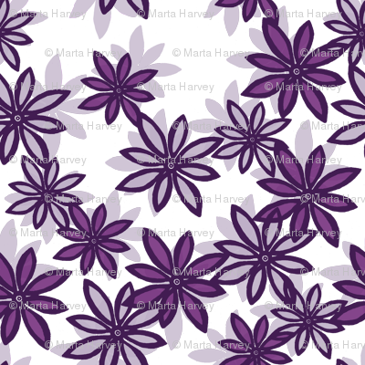 Random Flower Pattern in layers - purple shades